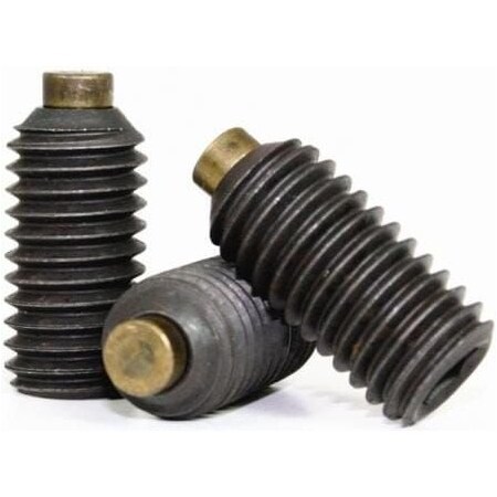 Socket Set Screw, Brass Tip, 6-32 X 3/16, Alloy Steel, Black Oxide, Hex Socket , 100PK
